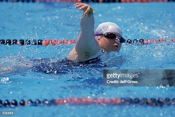 Swimmer in action during the Swimming Event of the 2000 Summer Special Olympics held at the California State University at Long Beach Campus in Long...