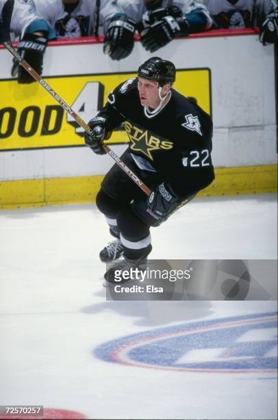 Brett Hull of the Dallas Stars in action during the game against the Anaheim Mighty Ducks at the Arrowhead Pond in Anaheim, California. The Ducks...