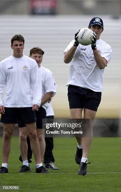 Richmond player Joel Bowden in action at a training session for the Australian International Rules team which will play Ireland October 19 at...