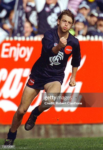 Matthew Lappin of Carlton celebrates after kicking a goal, during the AFL 1st Qualifying Final between the Carlton Blues and the Adelaide Crows,...