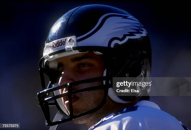 Quarterback Koy Detmer of the Philadelphia Eagles looks on during the game against the San Diego Chargers at the Qualcomm Stadium in San Diego,...