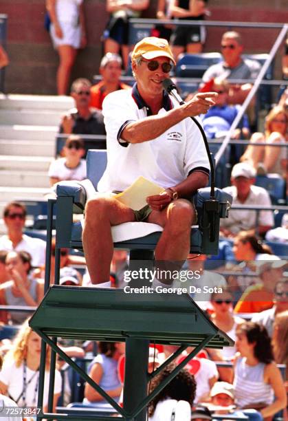 Actor Chevy Chase serves as an official at the Arthur Ashe Kid's Day Family and Music Festival August 26, 2000 at the USTA National Tennis Center in...