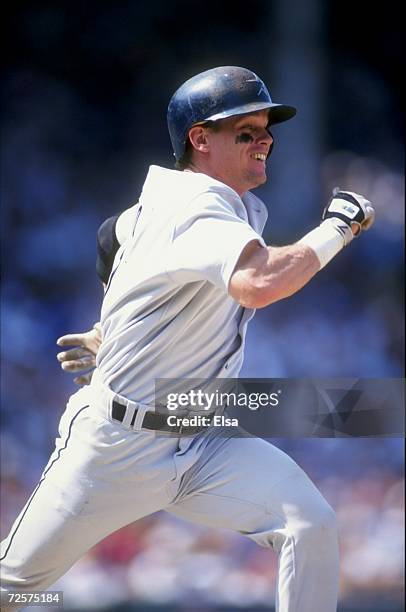 Craig Biggio of the Houston Astos runs during the game against the Chicago Cubs at Wrigley Field in Chicago, Illinois. The Astros defeated the Cubs...