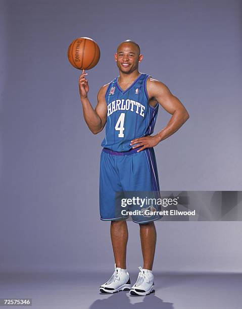 Guard David Wesley of the Charlotte Hornets poses for a studio portrait during the Charlotte Hornets Photo Shoot in Charlotte, North Carolina. \ NOTE...