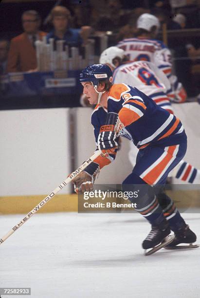 Canadian ice hockey player Al Hamilton of the Edmonton Oilers on the ice during a game against the New York Rangers, October 1979.