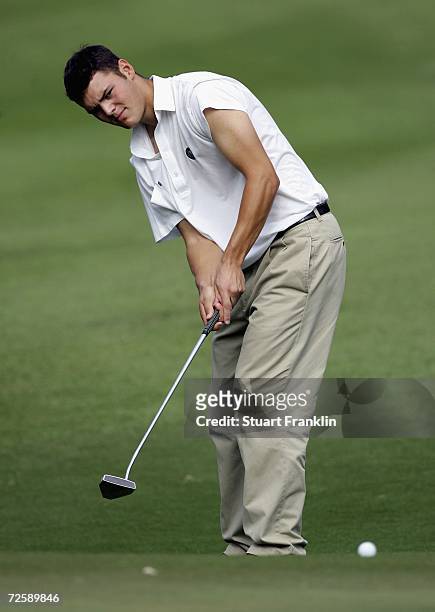 Martin Kaymer of Germany putting on the first hole during the second round of the UBS Hong Kong Open at the Hong Kong Golf Club on November 17, 2006...