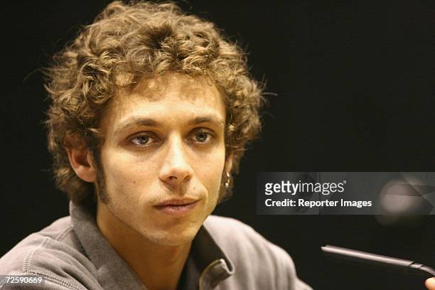 Seven times World motorcross champion Valentino Rossi attends a press conference during the Rally of New Zealand on November 17 Waikato, New Zealand.