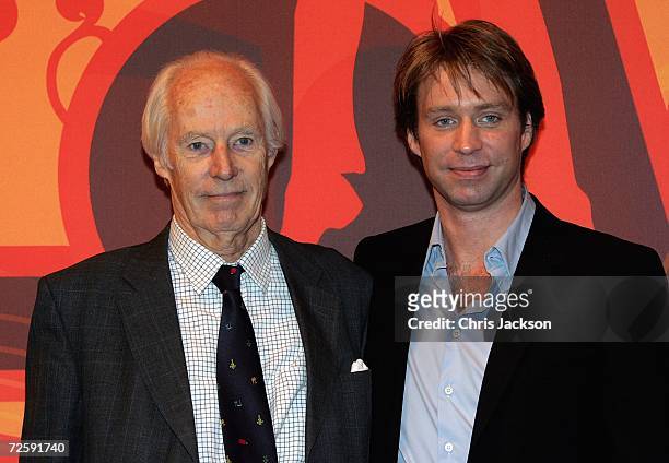 Producer Sir George Martin and his son Giles are seen at the Launch of the New Beatles Album, "Love" at Abbey Road Studios on November 17, 2006 in...