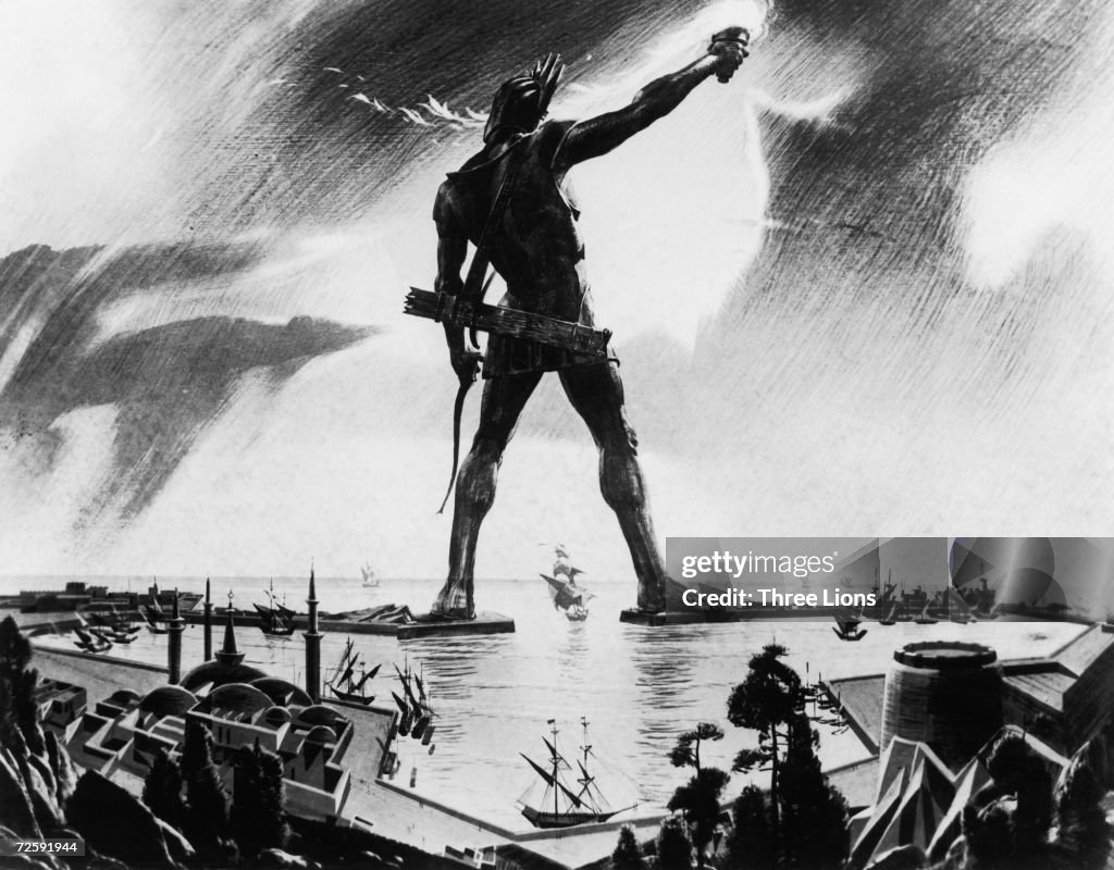 Colossus Apollo Rhodes The Colossus of Rhodes, a giant statue of the sun god Helios... Photo d ...