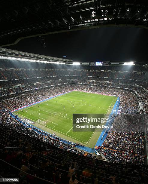 Aerial view of the Santiago Bernabeu stadium the Primera Liga match between Real Madrid and Racing Santander on November 18, 2006 in Madrid, Spain.