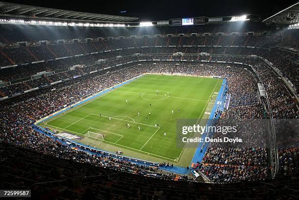 Aerial view of the Santiago Bernabeu stadium the Primera Liga match between Real Madrid and Racing Santander on November 18, 2006 in Madrid, Spain.