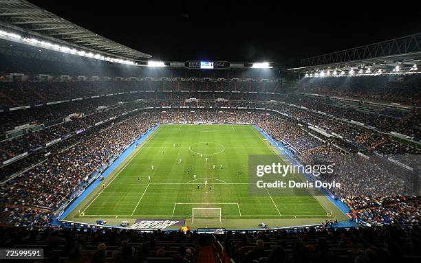 Aerial view of the Santiago Bernabeu stadium the Primera Liga match between Real Madrid and Racing Santander on November 18, 2006 in Madrid, Spain.