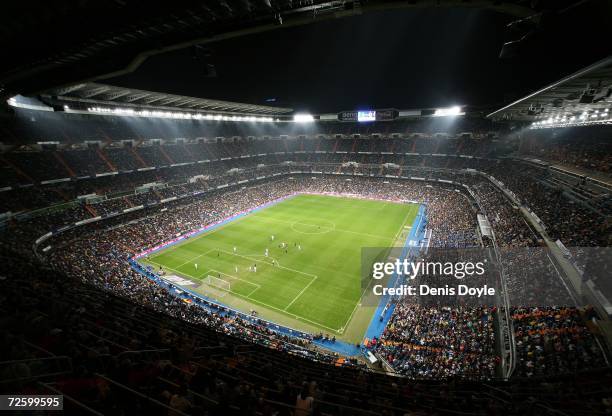 Aerial view of the Santiago Bernabeu stadium the Primera Liga match between Real Madrid and Racing Santander on November 18, 2006 in Madrid, Spain.