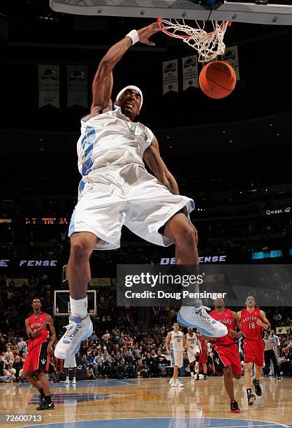 Smith of the Denver Nuggets dunks the ball against the Toronto Raptors as the Nuggets defeated the Raptors 117-109 during NBA action on November 18,...