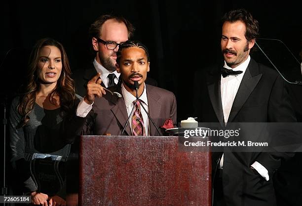 The cast of "My Name Is Earl", Nadine Velazquez, Ethan Suplee, Eddie Steeples and Jason Lee accept the Favorite Comedy Ensemble during the 14th...