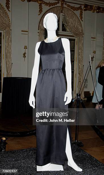 The Little Black Dress worn by Audry Hepburn in the film "Breakfast At Tiffany's stands on display at the Little Black Dress's 5th Anniversary Gala...