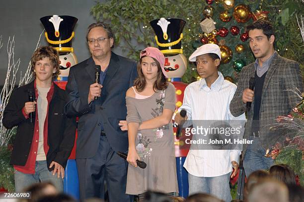 Dyllan Christopher, Lewis Black, Quinn Shepard, Tyler James Williams and Wilmer Valderrama attend the annual free "Hollywood Christmas Celebration...