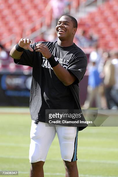Quarterback Byron Leftwich, of the Jacksonville Jaguars, warms up prior to a game on October 1, 2006 against the Washington Redskins at Fedex Field...