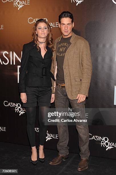 Miss and Mister Spain Elisabeth Reyes and Juan Francisco Garcia attend the premiere for "Casino Royal" on November 20, 2006 at Avenida Cinema in...