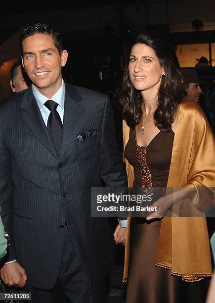 Actor Jim Caviezel and his wife Kerri Caviezel attend the Touchstone Pictures world premiere of "Deja Vu" at the Ziegfeld Theatre November 20, 2006...