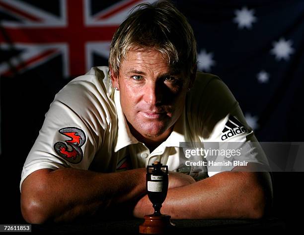 Portrait of Shane Warne of Australia taken during the Australian cricket team portrait session on August 29, 2006 at the Hyatt Regency at Coolum...