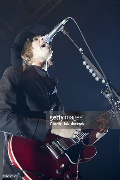 Gustaf Noren of the Swedish rock band Mando Diao performs at the Columbiahalle November 20, 2006 in Berlin, Germany. The concert was part of the "Ode...