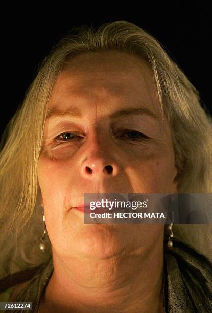 West Hollywood, UNITED STATES: A demonstrator poses for a portrait during the "Transgender Day of Remembrance" march in West Hollywood, CA, 20...