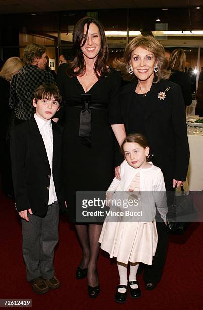 Actor Gregory Peck's daughter Cecilia and widow, Veronique Peck pose with Cecilia's children Harper and Ondine at the ceremony to celebrate the gift...