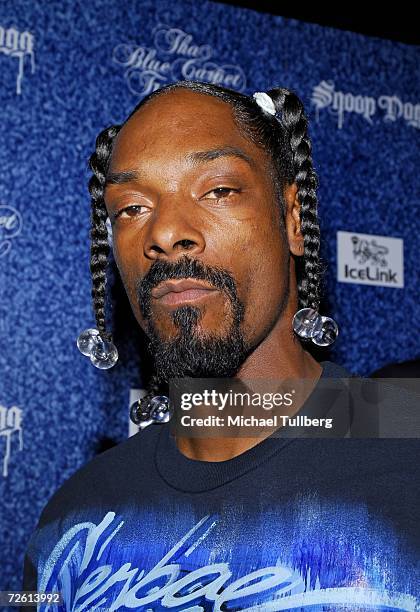 Snoop Dogg arrives at the release party for Snoop Dogg's new album, "Tha Blue Carpet Treatment", held at the Area nightclub on November 20 in Los...
