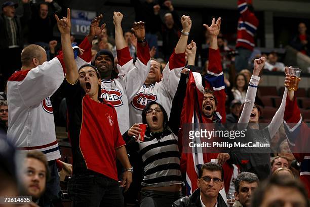 Fans of the Montreal Canadiens seem to outnumber the home fans of the Ottawa Senators for a game on November 13, 2006 at the Scotiabank Place in...