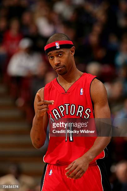 Ford of the Toronto Raptors points during the game against the Sacramento Kings at Arco Arena on November 12, 2006 in Sacramento, California. The...