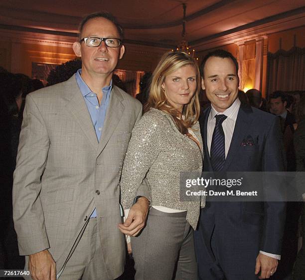 Johnny Bergius, Susannah Constantine and David Furnish attend a cocktail party held to raise sponsorship funds for Johnny Bergius, a trustee of the...