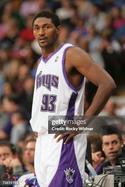Ron Artest of the Sacramento Kings looks on during a game against the Memphis Grizzlies at Arco Arena on November 15, 2006 in Sacramento, California....