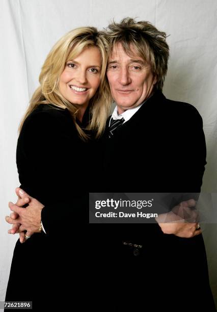 Musician Rod Stewart and his partner Penny Lancaster pose for a portrait at Langham Hotel on October 31, 2006 in London, England. Rod's new album '...