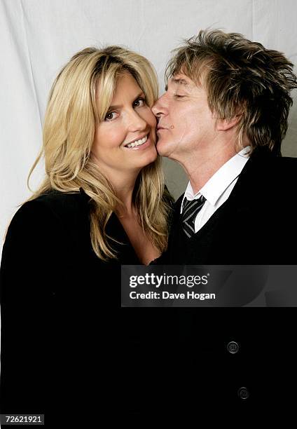 Musician Rod Stewart and his partner Penny Lancaster pose for a portrait at Langham Hotel on October 31, 2006 in London, England. Rod's new album '...