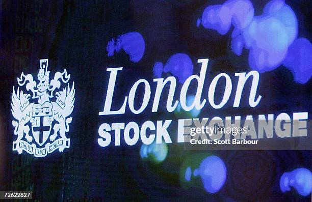 The logo of the London Stock Exchange is displayed in the foyer of the London Stock Exchange on November 22, 2006 in London, England. The London...