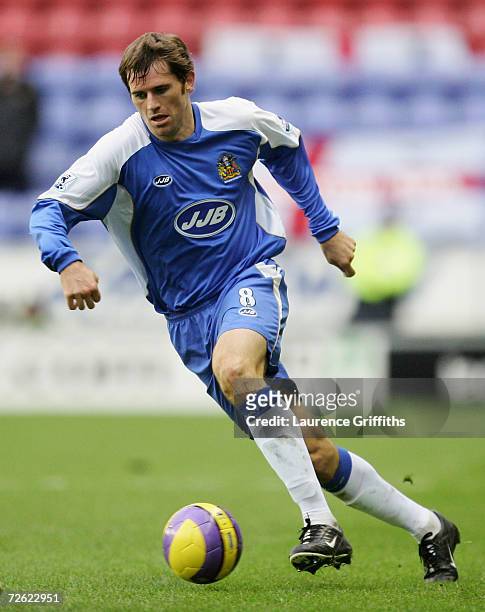 Kevin Kilbane of Wigan in action during the Barclays Premiership match between Wigan Athletic and Aston Villa at The JJB Stadium on November 19, 2006...