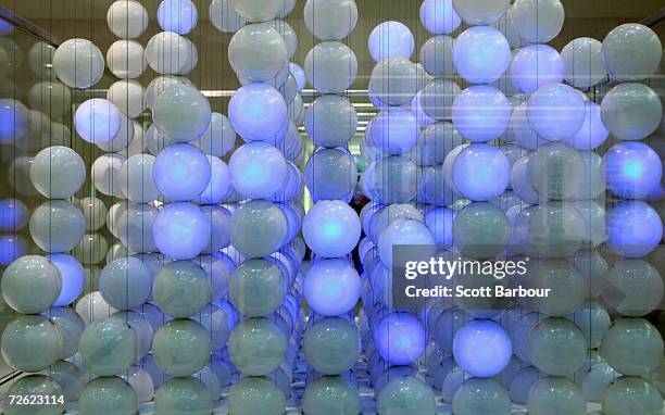 The specially commissioned sculpture called 'The Source', by artists Greyworld sits in the atrium at the London Stock Exchange on November 22, 2006...