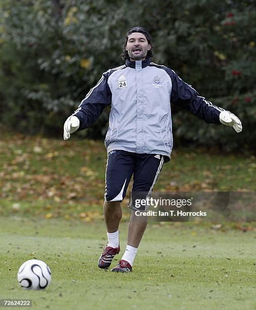 Pavel Srnicek in action during a Newcastle United training session on November 22, 2006 in Newcastle-upon-Tyne, England. Newcastle United are...