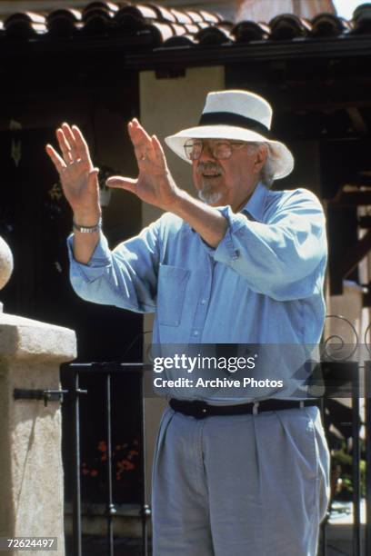 American film director and producer Robert Altman , working on the set of 'The Player; 1992.