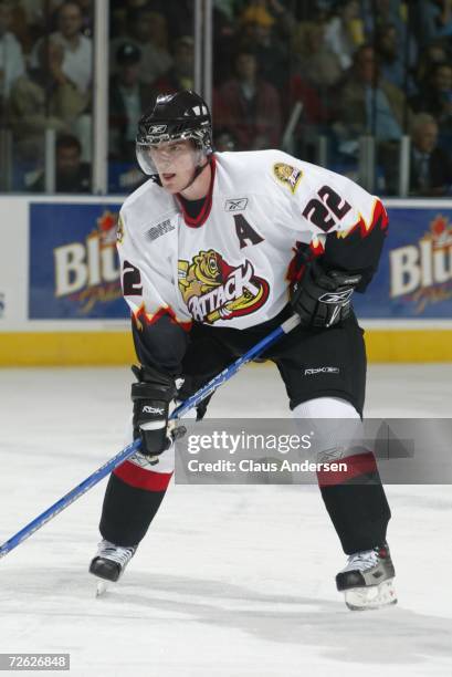 Bob Sanguinetti of the Owen Sound Attack skates against the London Knights at the John Labatt Centre on September 29, 2006 in London, Ontario, Canada.