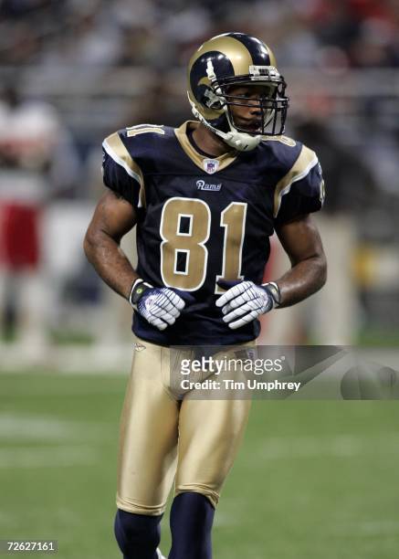 Wide receiver Torry Holt of the St. Louis Rams runs down field in a game against the Kansas City Chiefs at Edward Jones Dome on November 5, 2006 in...