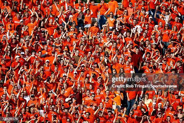 General view of the crowd of the Virginia Tech Hokies during a game against the Virginia Tech Hokies on September 30, 2006 at Lane Stadium in...