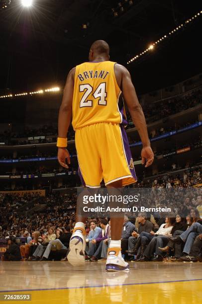 Kobe Bryant of the Los Angeles Lakers stands on the court during the NBA game against the Seattle Supersonics on November 3, 2006 at Staples Center...