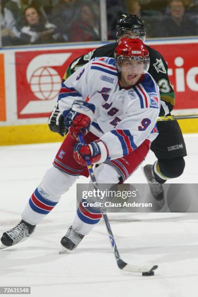 Jakub Kindl of the Kitchener Rangers skates against the London Knights at the John Labatt Centre on November 16, 2006 in London, Ontario, Canada.