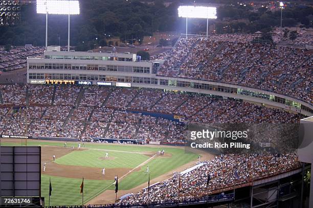 General view of Arlington Stadium on Nolan Ryan Day during a Texas Ranger game in 1993 in Arlington, Texas.