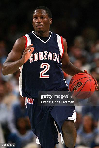 Jeremy Pargo of the Gonzaga Bulldogs controls the ball against the North Carolina Tar Heels during their Preseason NIT Tournament game on November...