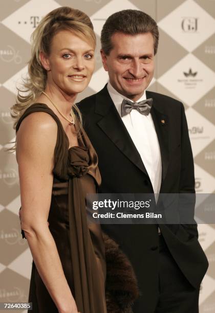 Guenther Oettinger and wife Inken Oettinger attend the German Bundespresseball on November 24, 2006 in Berlin, Germany.