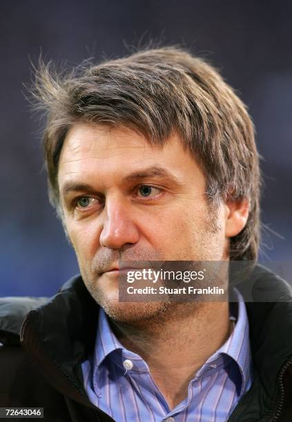 Dietmar Beiersdorfer, Sports Chief of HSV looks on during the Bundesliga match between Hamburger SV and FC Bayern Munich at the AOL Arena on November...