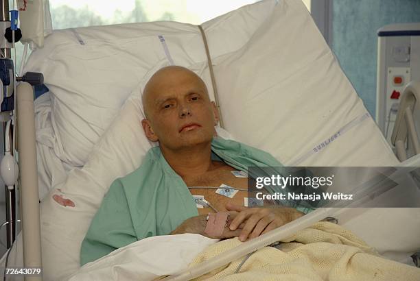 In this image made available on November 25 Alexander Litvinenko is pictured at the Intensive Care Unit of University College Hospital on November...